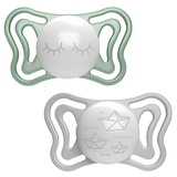 Пустушка силіконова Chicco Physio Light, 16-36 міс., з футляром, люмінесцентна, 2 шт. (71039.41) - Pampik