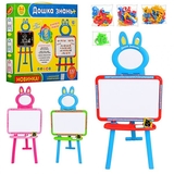 Мольберт Limo Toy Дошка знань 0703, 3 в 1 блакитний с червоним (21542) - Pampik - 3