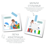 Комплект Poppet Столик Color Blue 5 в 1 + Стілець + Подушка на стілець + Набір фломастерів (PP-002B-G) - Pampik - 10
