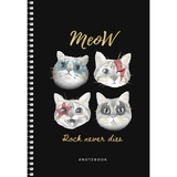 Тетрадь для записей Student А5, в клеточку, спираль, 80л., Четыре мордашки котиков (A5-SC-080-6077K) - Pampik