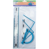 Набір ZiBi Kids Line: лінійка 25 см, 2 косинця, транспортир з блакитною смужкою (ZB.5681) - Pampik