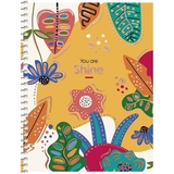 Блокнот для записей Student, В6, в клеточку, спираль, 80 л., Листя и цветы на оранжевом фоне (B6-SC-080-6108K) - Pampik