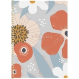 Зошит для записів Genius В5, в клітинку, спіраль, 80 л., Великі квіти на блакитному фоні (B5-SC-080-6098K) - Pampik