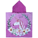 Полотенце детское Love You Единорог в цветочном кругу, банный, с капюшоном, 115х60 см (4599) - Pampik