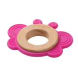 Прорізувач для зубів BabyOnо Метелик, дерев'яно-силіконовий, рожевий (1075/01) - Pampik