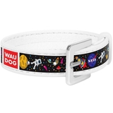 Браслет Waudog Design NASA, шкіра, 17-23х1,5 см, білий - Pampik