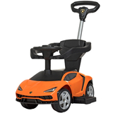 Машинка-толокар Bambi M 3726-7 2 в 1, с родительской ручкой, оранжевая (25692) - Pampik