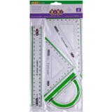 Набір ZiBi Kids Line: лінійка 20 см, 2 косинці, транспортир з салатовою смужкою (ZB.5680-15) - Pampik