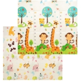 Дитячий килимок Poppet Малятко-жираф та Цифри-тварини двосторонній складний, 200х180x1 см (PP021-200) - Pampik