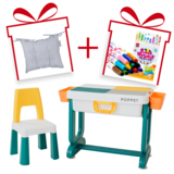 Комплект Poppet Столик Трансформер 6 в 1 + Стілець + Подушка на стілець + Набір фломастерів (PP-004-G) - Pampik
