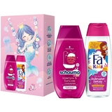 Набір Kids Girl: Шампунь-бальзам Schauma Kids з соком малини 250 мл + Гель-шампунь для душу Fa Kids Underwater Fantasy 250 мл - Pampik