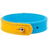 Браслет Waudog Family Colors of freedom, шкіра, 21-23х1,5 см, жовтий з блакитним - Pampik