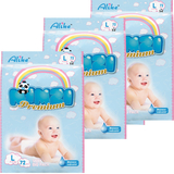 Подгузники Mimzi Premium L (9-13 кг), 216 шт. (3 уп. по 72 шт.) - Pampik