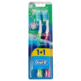 Зубна щітка Oral-B 3D White Fresh середня салатовий з червоним, 2 шт. - Pampik