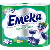 Тришаровий туалетний папір Emeka Mountain Fresh Гірська свіжість, 4 рулони (75742) - Pampik