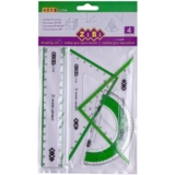 Набір ZiBi Kids Line: лінійка 15 см, 2 косинці, транспортир з салатовою смужкою (ZB.5687-15) - Pampik