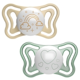 Пустышка силиконовая Chicco Physio Light, 2-6 мес., с футляром, люминесцентная, 2 шт. (71037.41) - Pampik