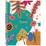 Блокнот для записів Student, В6, в клітинку, спіраль, 80 л., Листя та квіти на зеленому фоні (B6-SC-080-6108K) - Pampik