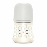 Пляшечка для годування Suavinex Bonhomia, фізіологічна соска, повільний потік, 150 мл, біла (307833) - Pampik