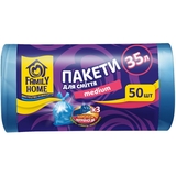 Пакети для сміття Family Home 35 л блакитні 50 шт. - Pampik