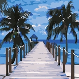 Набір для розпису по номерах Strateg Сходи до океану 20х20 см (HH5580) - Pampik