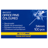 Шпильки канцелярські Buromax кольорові 34 мм 100 шт. (BM.5251) - Pampik - 2