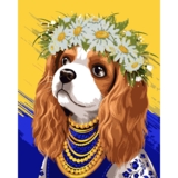 Картина за номерами Santi з алмазною мозаїкою Спаніель у віночку 40х50 см - Pampik