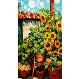 Набір для розпису по номерах Strateg Соняхи біля дому 50х25 см (WW154) - Pampik