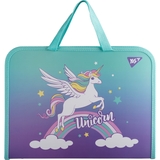 Папка-портфель Yes Glamour FC на молнии, с тканевыми ручками, бирюзово-фиолетовая (492246) - Pampik