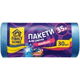 Пакети для сміття Family Home 35 л блакитні 30 шт. - Pampik