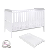 Кроватка Tutti Bambini Rio с пеленатором и матрасом Deluxe Eco Fibre 140 х 70 см белая с серым (211030/1172.01) - Pampik - 2