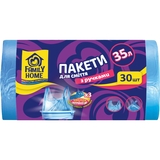Пакети для сміття Family Home з ручками 35 л блакитні 20 шт. - Pampik