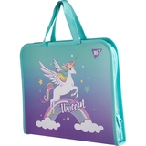 Папка-портфель Yes Glamour FC на молнии, с тканевыми ручками, бирюзово-фиолетовая (492246) - Pampik - 2