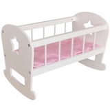 Дерев'яна колиска для ляльки FreeON біла - Pampik