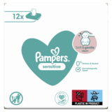 Дитячі вологі серветки Pampers Sensitive, 624 шт. (12 уп. по 52 шт.) - Pampik - 2