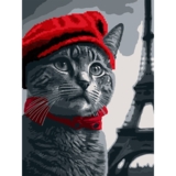 Картина за номерами Santi з алмазною мозаїкою Котик у Парижі 30х40 см - Pampik
