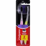 Зубна щітка Colgate High Dens Charcoal 2 шт. рожево-жовта - Pampik