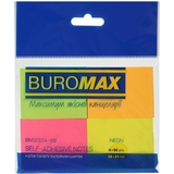Блок бумаги для заметок Buromax Neon с клейким слоем 51х38 мм 200 листов (4 шт. х 50 листов) разноцветный (BM.2324-98) - Pampik