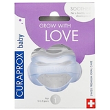 Пустышка силиконовая Curaprox, ортодонтическая, от 7 до 18 месяцев, с контейнером для хранения, голубой (Babysoother blue/1) - Pampik