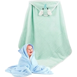 Дитячий рушник-куточок HomeBrand з вишивкою 80х80 см світло-зелений (60092) - Pampik - 3