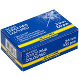 Шпильки канцелярські Buromax кольорові 34 мм 100 шт. (BM.5251) - Pampik