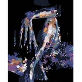 Набір для розпису по номерах Strateg Дівчина в тіні на чорному фоні 40х50 см (AH1038) - Pampik