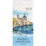 Карандаши акварельные Muse шестигранные с кисточкой и точилкой 24 шт. (106M-24) - Pampik