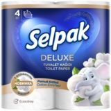 Трехслойная туалетная бумага Selpak Deluxe Cotton Enriched, 4 рулона, белый - Pampik