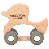 Деревянная игрушка FreeON утка на силиконовых колесах (46279) - Pampik