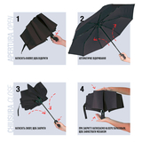 Зонтик Perletti Ombrelli складной автоматический с системой антиветер черный (96009-01) - Pampik - 8