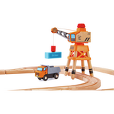 Набір для іграшкової залізниці Hape Підйомний кран та вантажівка (E3715) - Pampik - 3