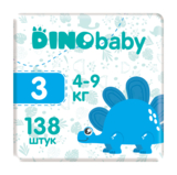 Набір підгузків на липучках Dino Baby 3 (5-9 кг), 138 шт. (3 уп. по 46 шт.) - Pampik