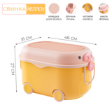 Многофункциональный ящик для хранения игрушек Poppet Свинка Йеллоу на колесах, средний (PP-002Y-M) - Pampik - 2