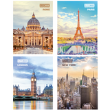 Книга канцелярская Buromax "Столицы мира" 80 л. кл.оф. (тв. лам. обл), А4, ассорти BM.2300-102 - Pampik
